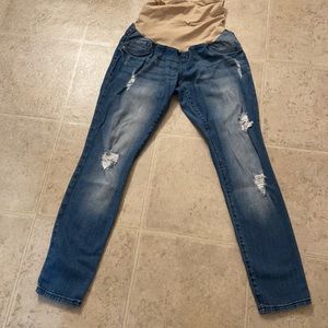 Blue Jean ripped maternity jeans